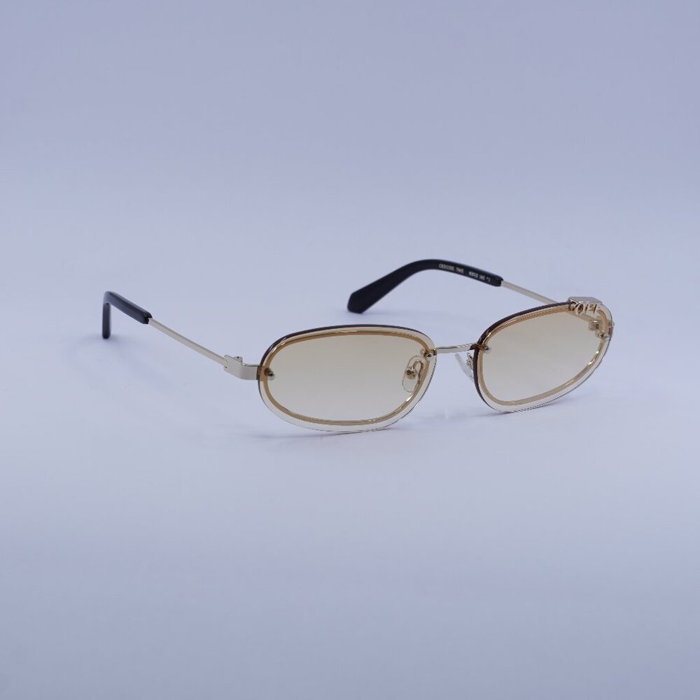 Off-White OERI13M MIAMI 766E Sunglasses Gold Oval Frame, Brown Lenses